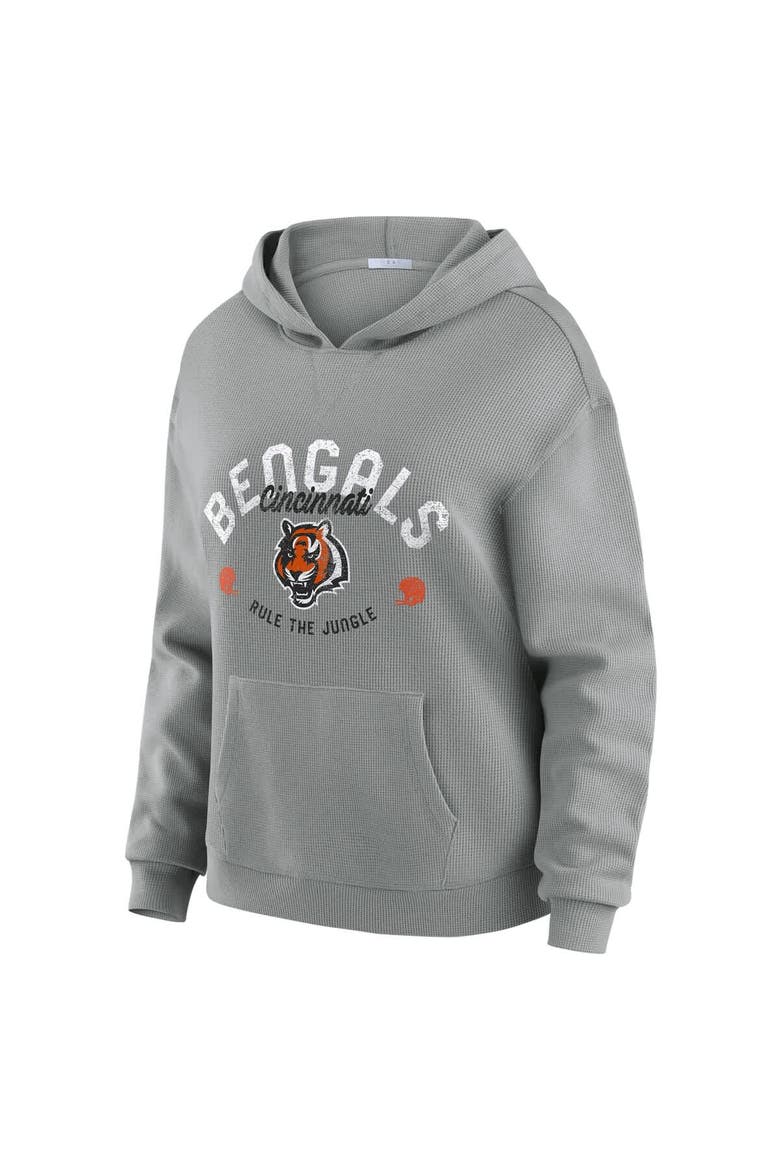 Women's WEAR by Erin Andrews Gray Cincinnati Bengals Waffle-Knit Long Sleeve Hooded Shirt & Pants Lounge Set, Alternate, color, Gray