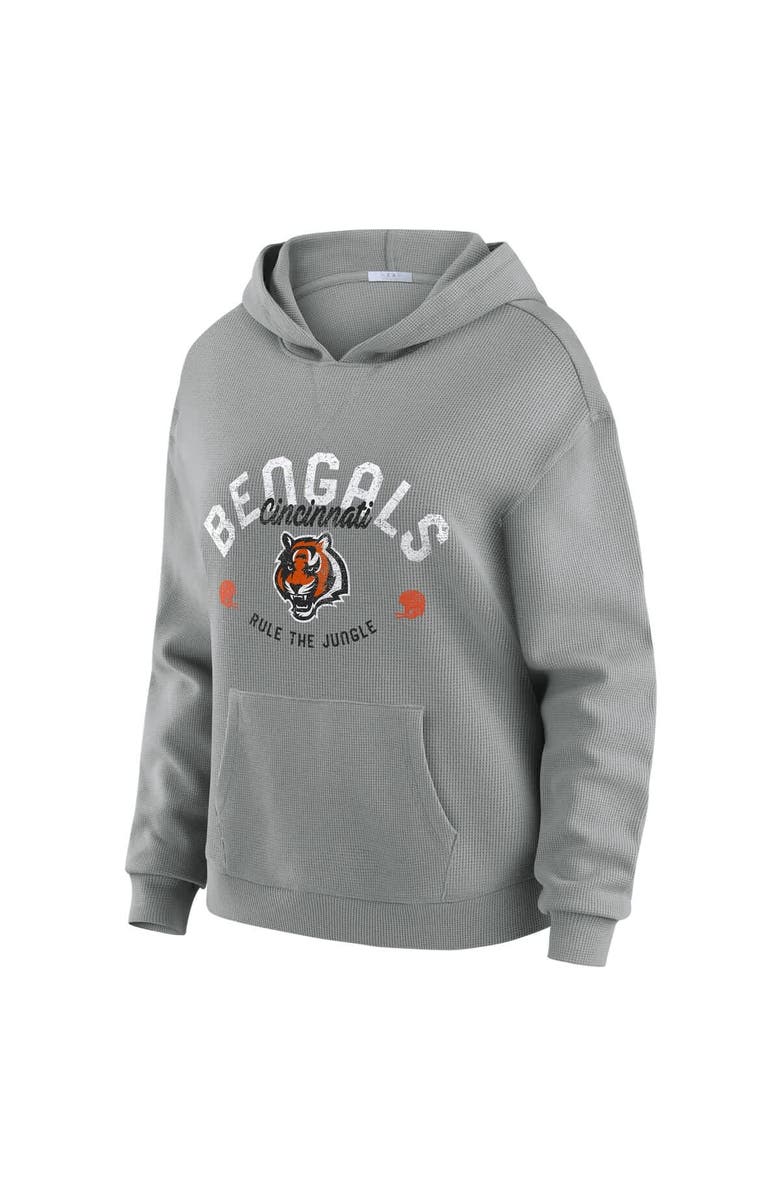 WEAR by Erin Andrews Women's WEAR by Erin Andrews Gray Cincinnati Bengals Waffle-Knit Long Sleeve Hooded Shirt & Pants Lounge Set, Alternate, color, Gray