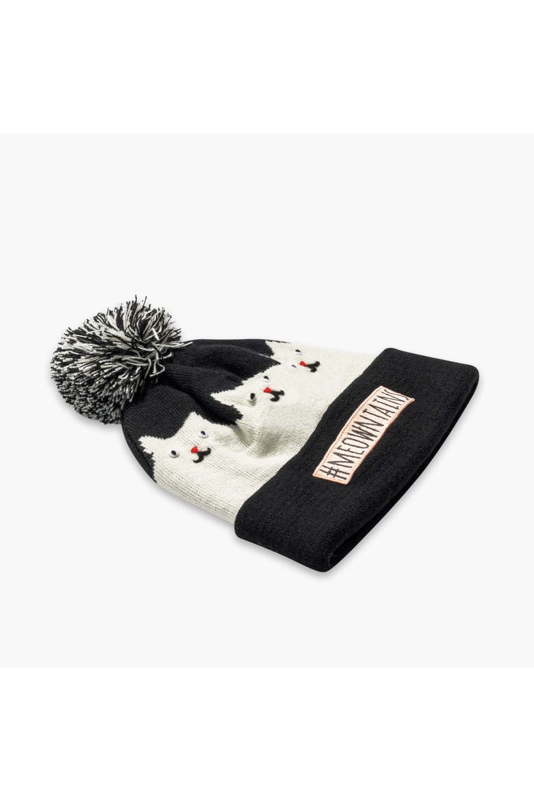 Kids #meowntains Pom Winter Hat, Alternate, color, Black