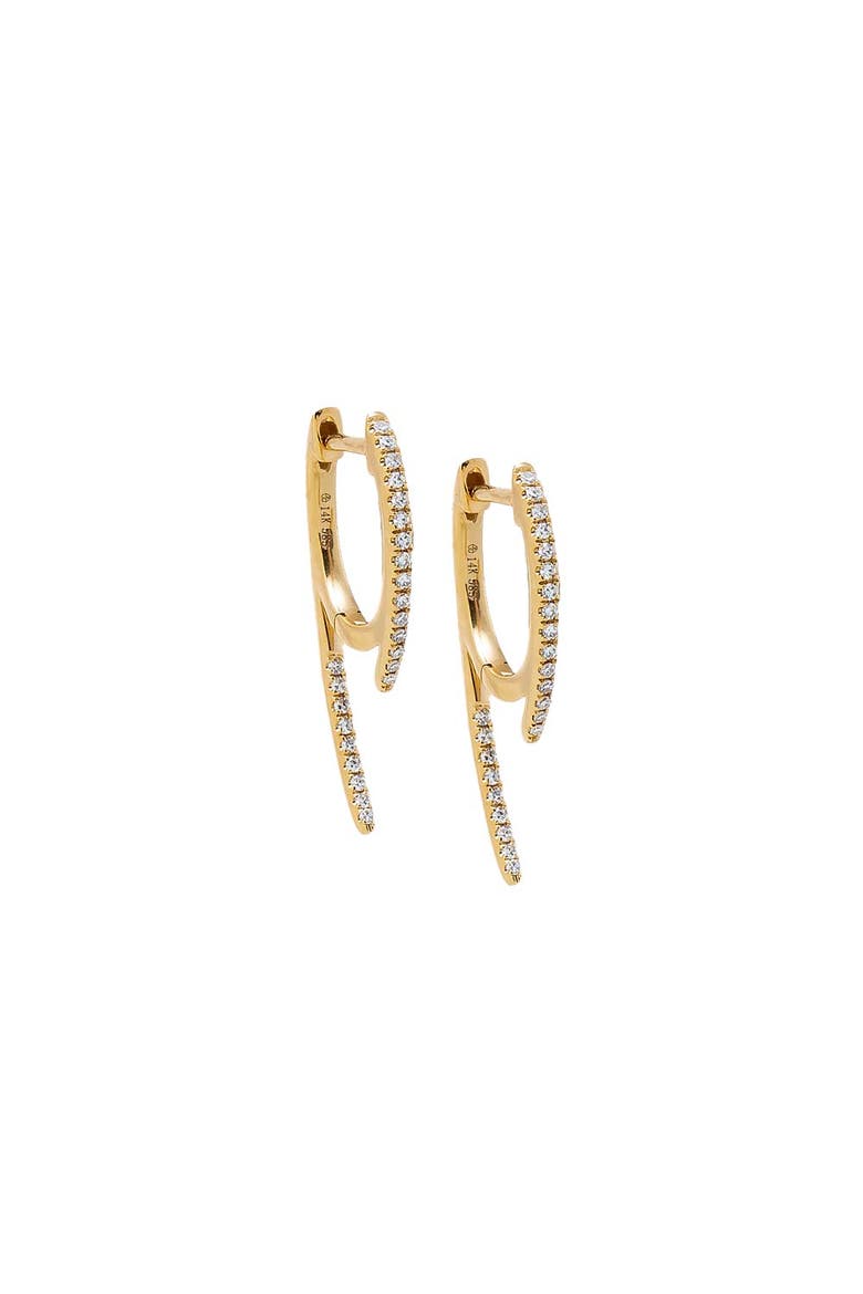Diamond Curved Claw Huggie Earring 14K, Main, color, 14K Gold