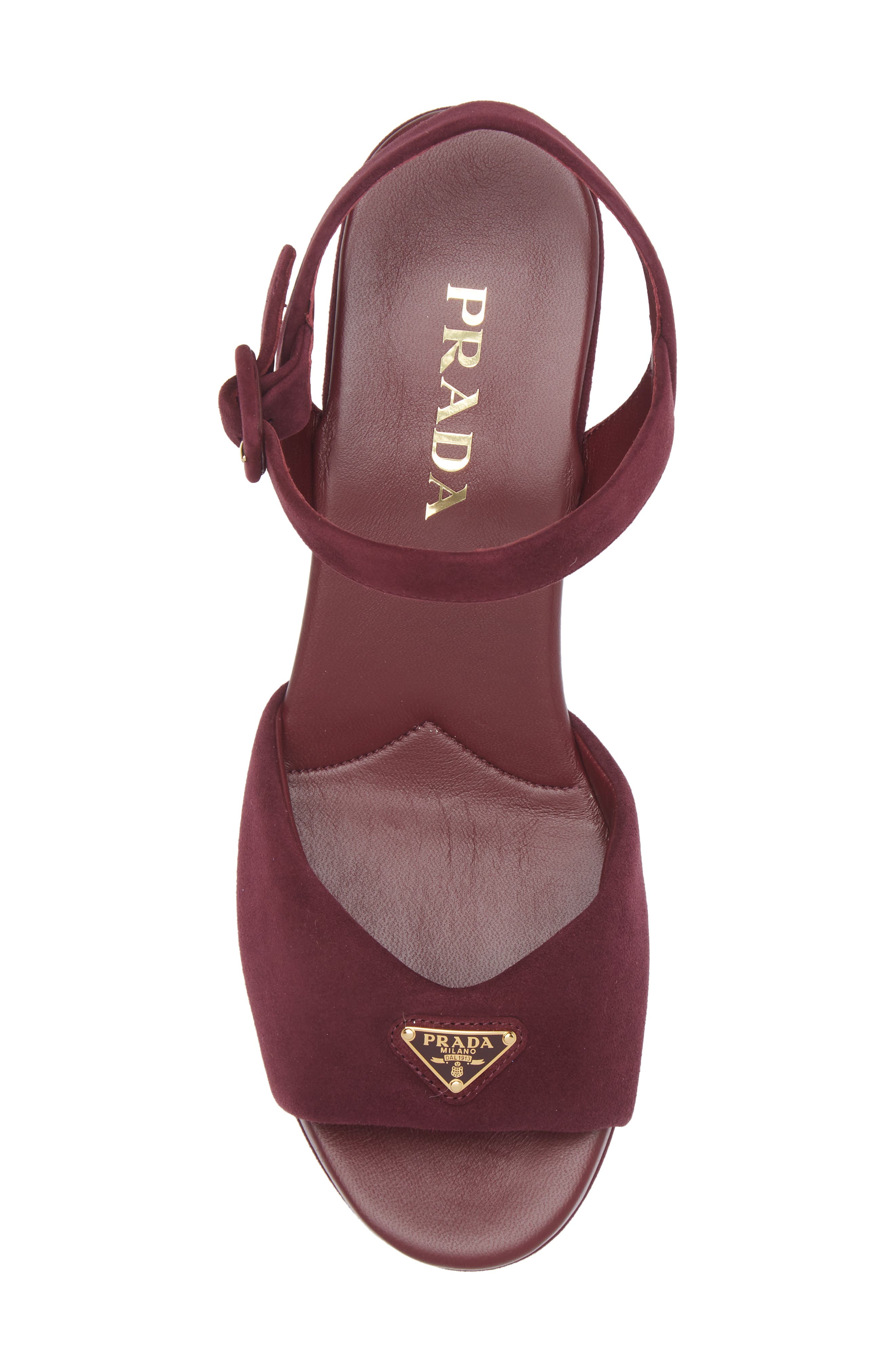 Prada Logo Platform Sandal, Alternate, color, Bordeaux