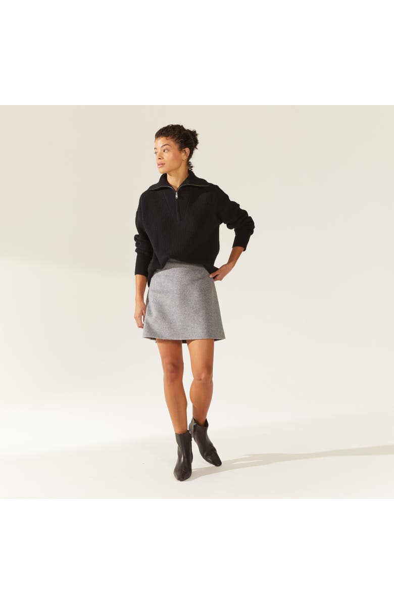 Italic Sophia Chunky Cashmere Quarter Zip Pullover, Alternate, color, Pebble Grey