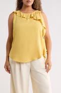 Renee C Ruffle Front Sleeveless Top