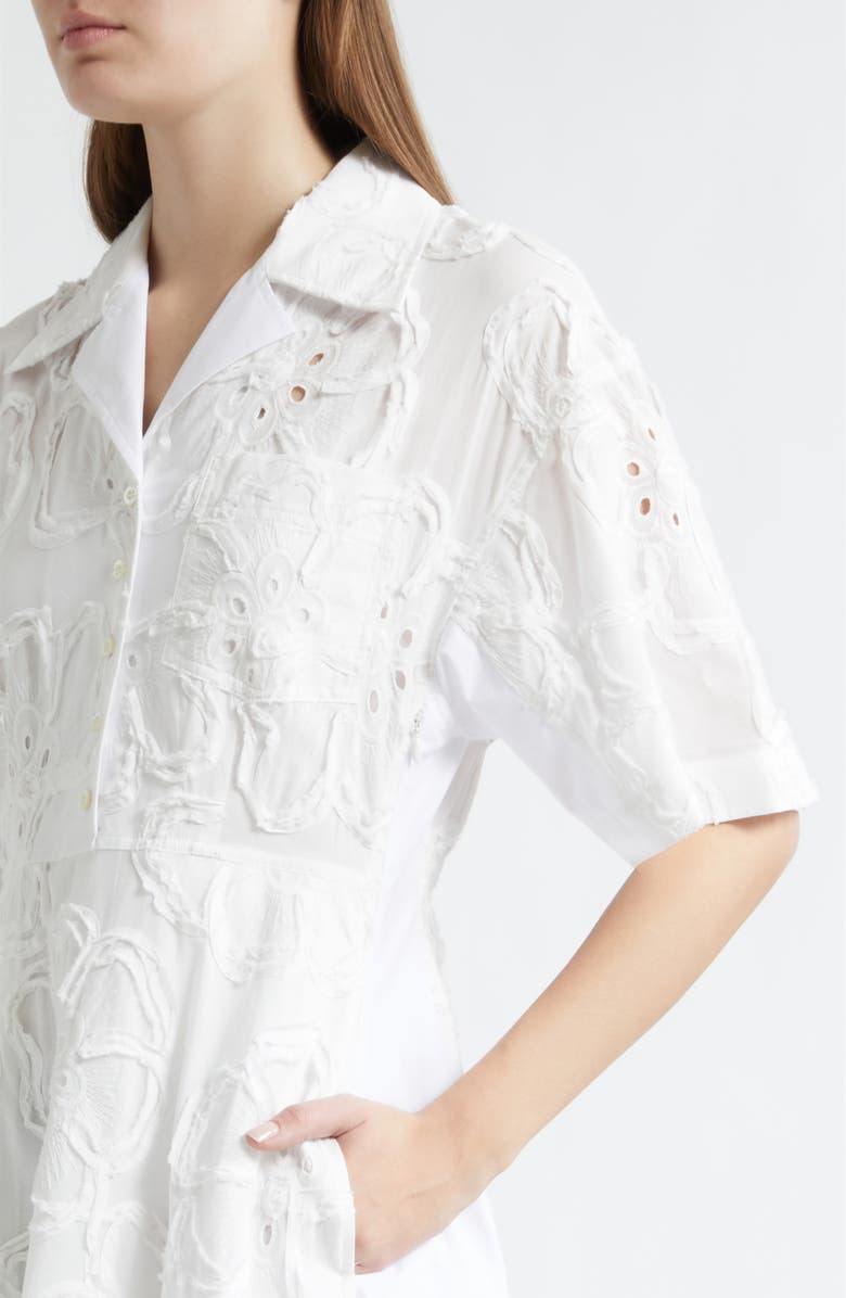 3.1 Phillip Lim Floral Appliqué Midi Shirtdress, Alternate, color, White