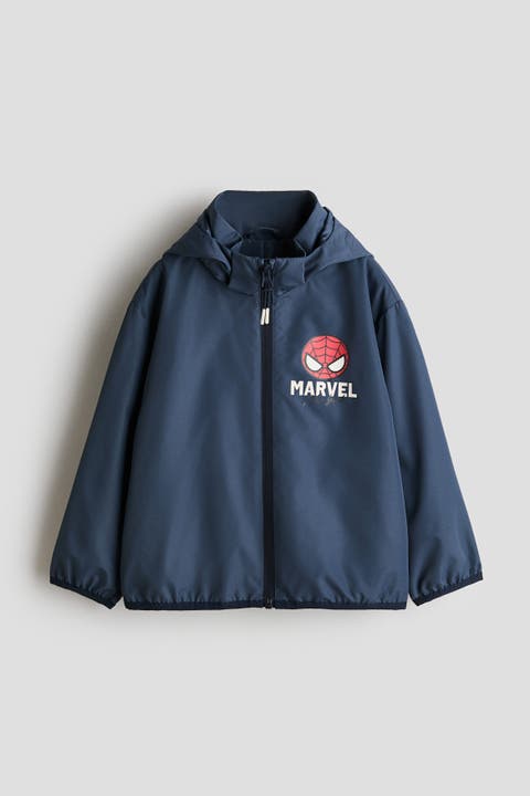 Hooded Motif Windbreaker With Motif