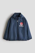 H&M Hooded Motif Windbreaker With Motif
