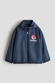H&M Hooded Motif Windbreaker With Motif