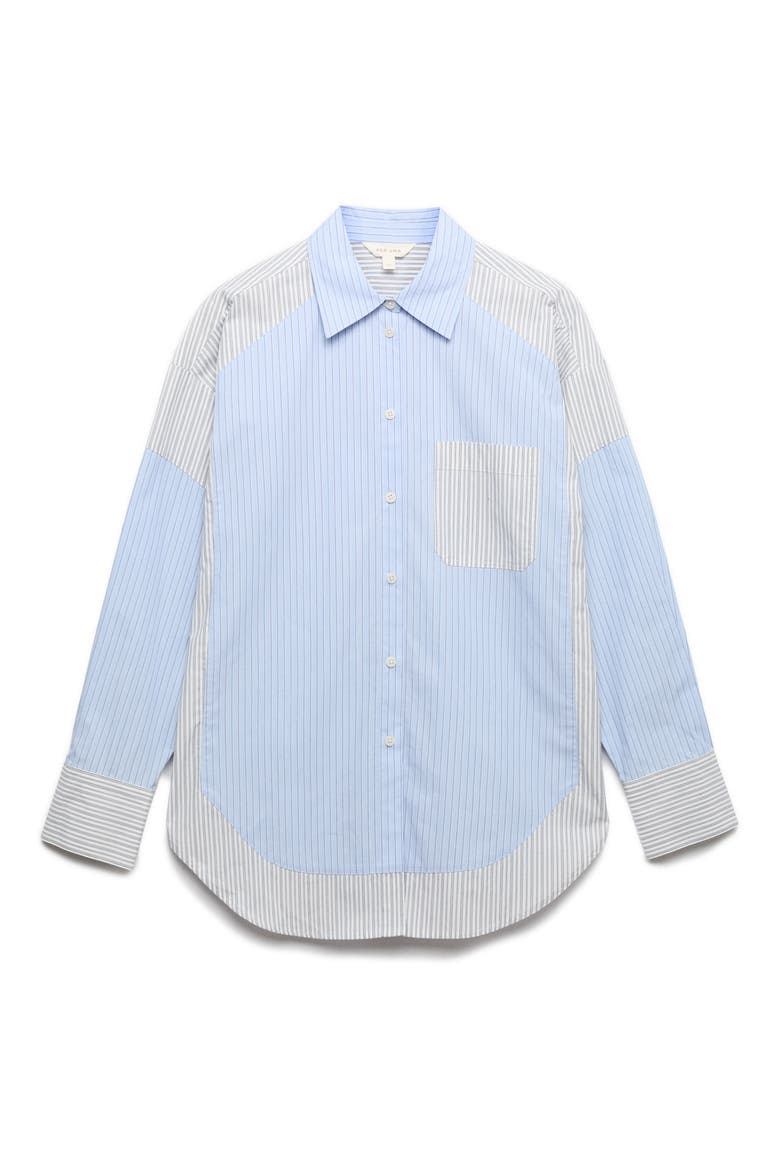 Stripe Oversized Button-up Shirt, Alternate, color, BLUE MIX