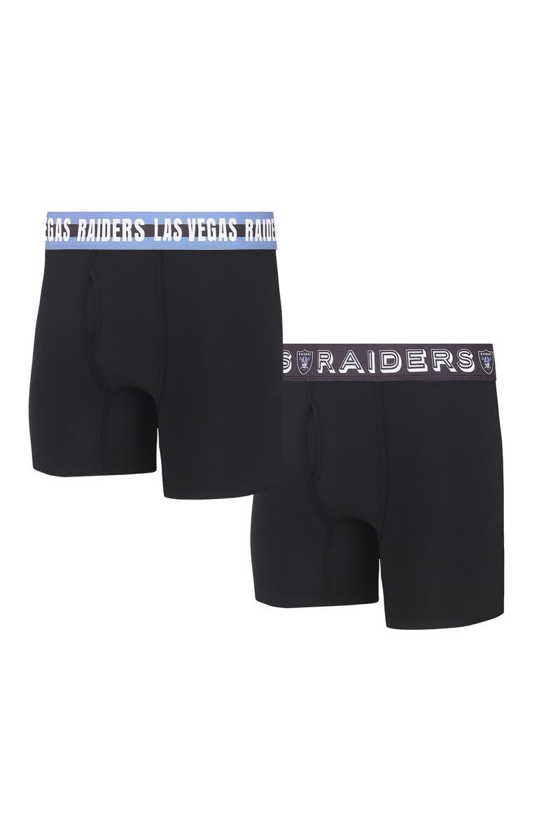 CONCEPTS SPORT Men's Concepts Sport Las Vegas Raiders Gauge Knit Boxer Brief Two-Pack, Alternate, color, Black