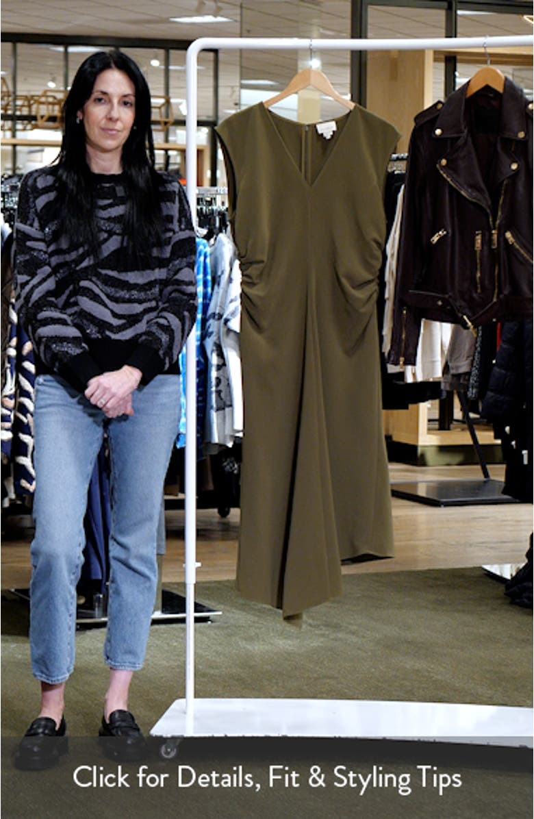 Asymmetric Ruched Midi Dress, sales video thumbnail