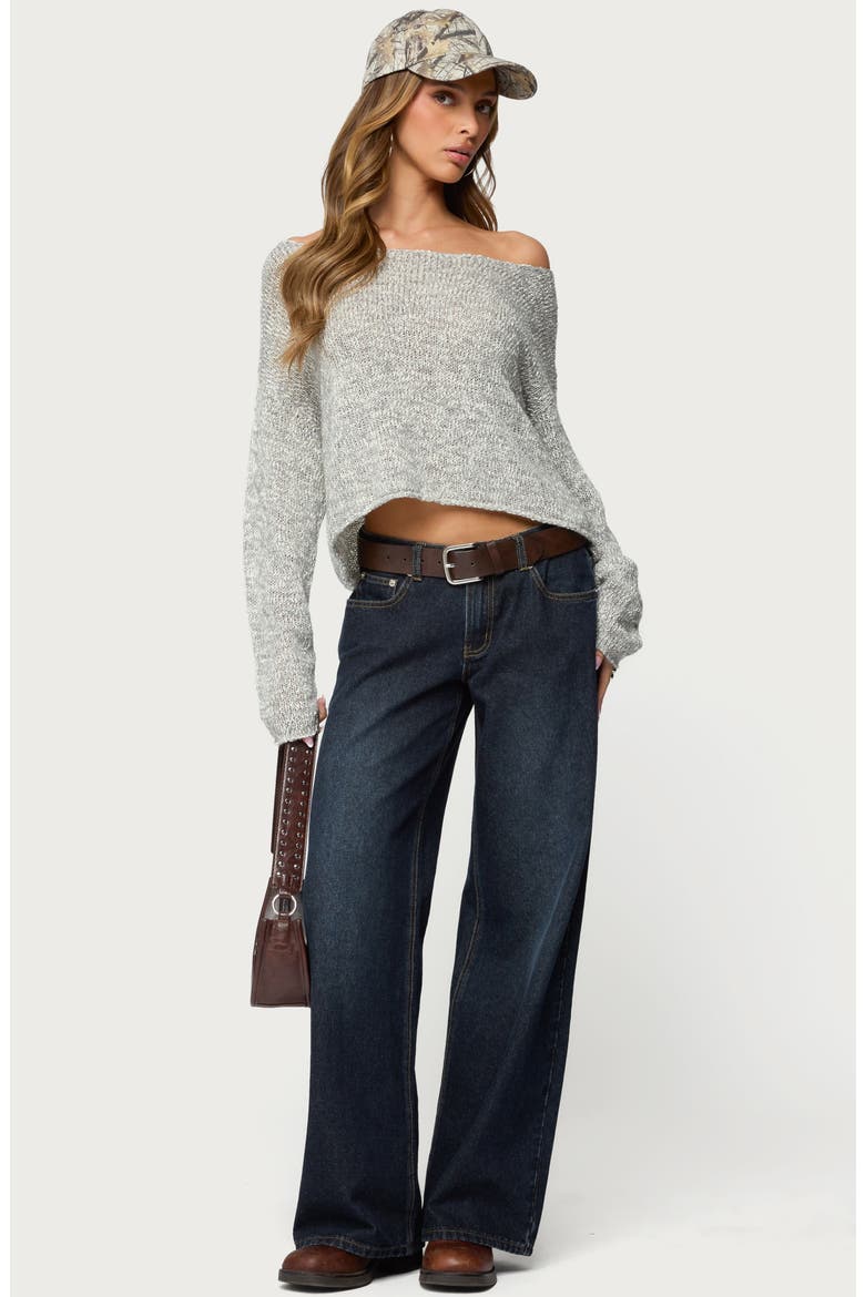 Florentina Off the Shoulder Crop Sweater, Alternate, color, GRAY