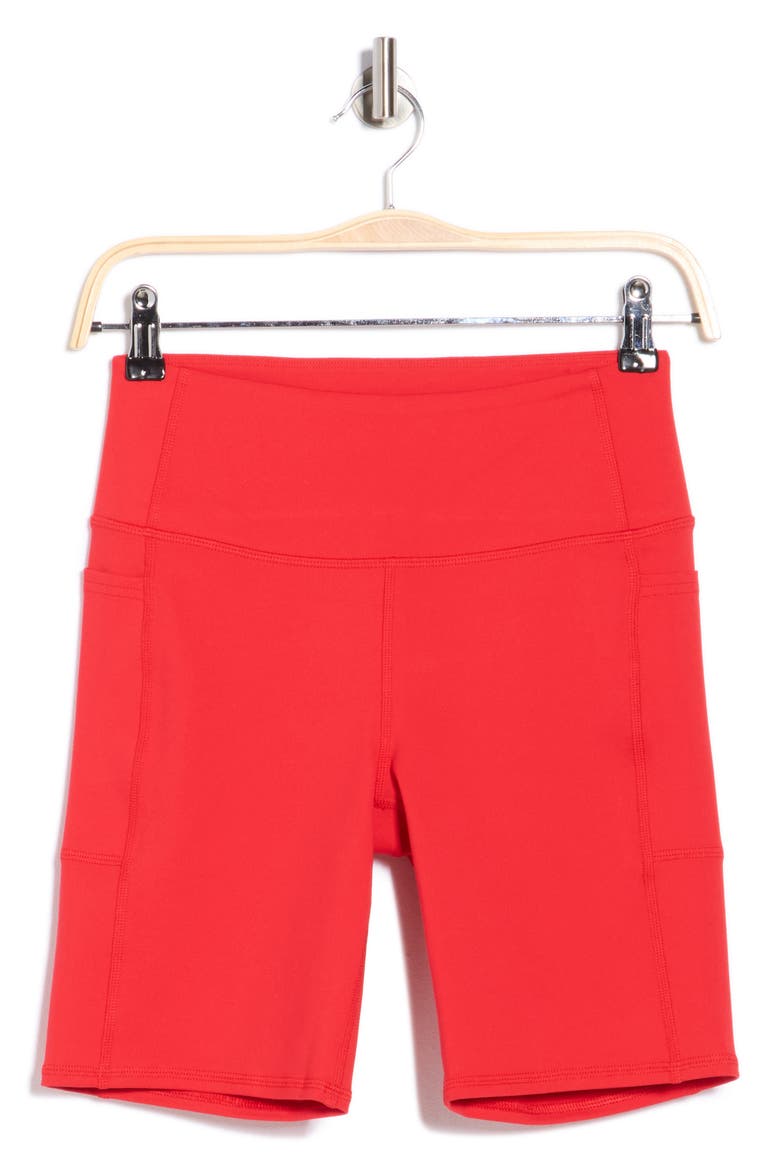 GoFlex High Waist Side Pocket 8" Bike Shorts, Alternate, color, TRUE RED