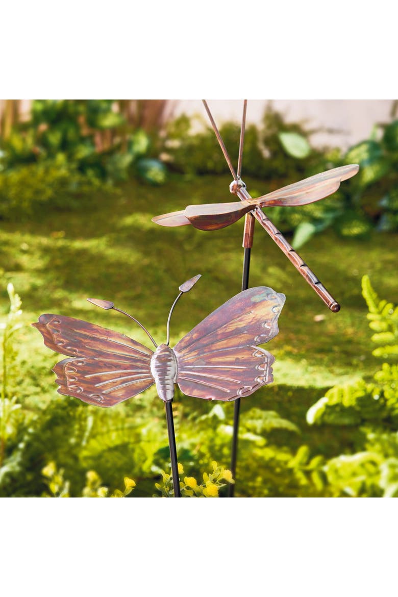 Butterfly Garden Stake Antique Bronze Iron Spring, Alternate, color, Gold