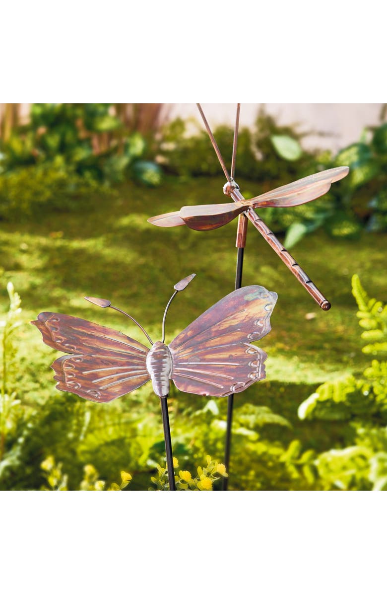 tag Butterfly Garden Stake Antique Bronze Iron Spring, Alternate, color, Gold