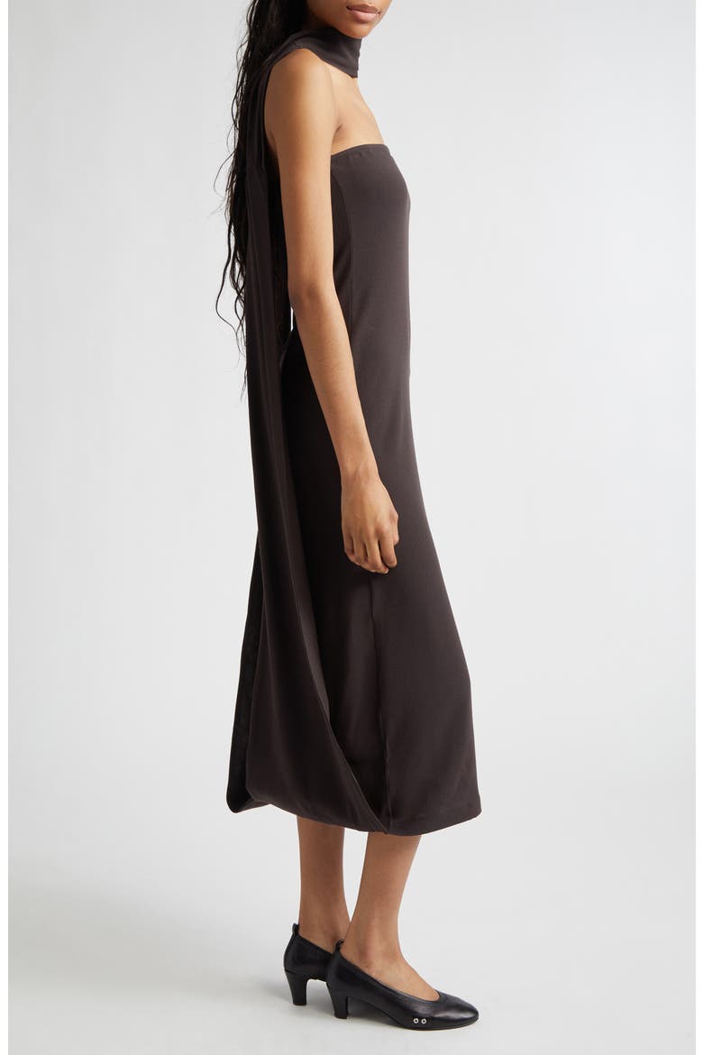 Alberch Strapless Wool Blend Dress with Attached Scarf, Alternate, color, GREY