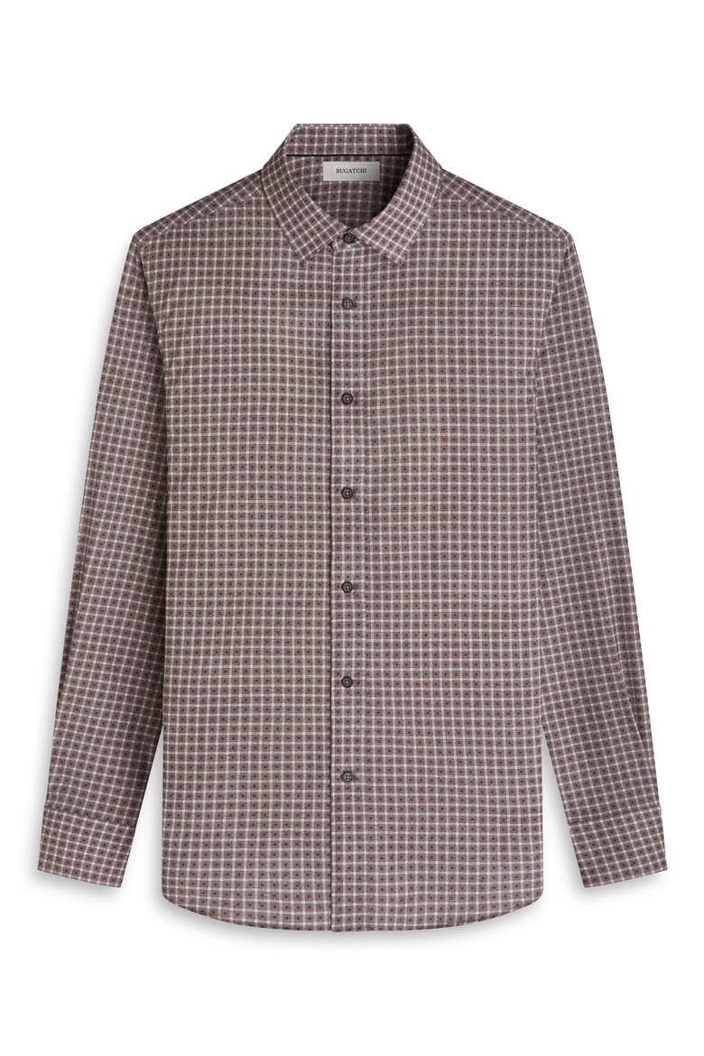 Julian Shaped Fit Grid Check Button-Up Shirt, Alternate, color, CAMEL