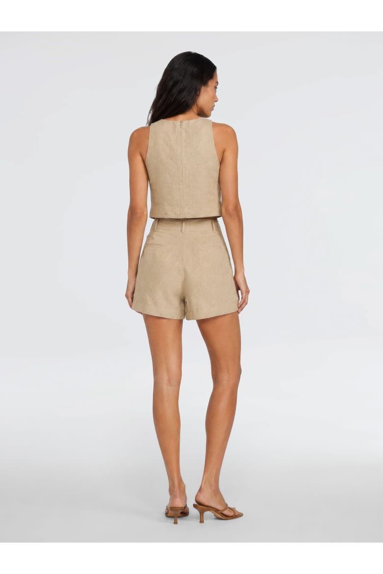 Lena 100% Linen Sleeveless Crop Top, Alternate, color, Dark Beige