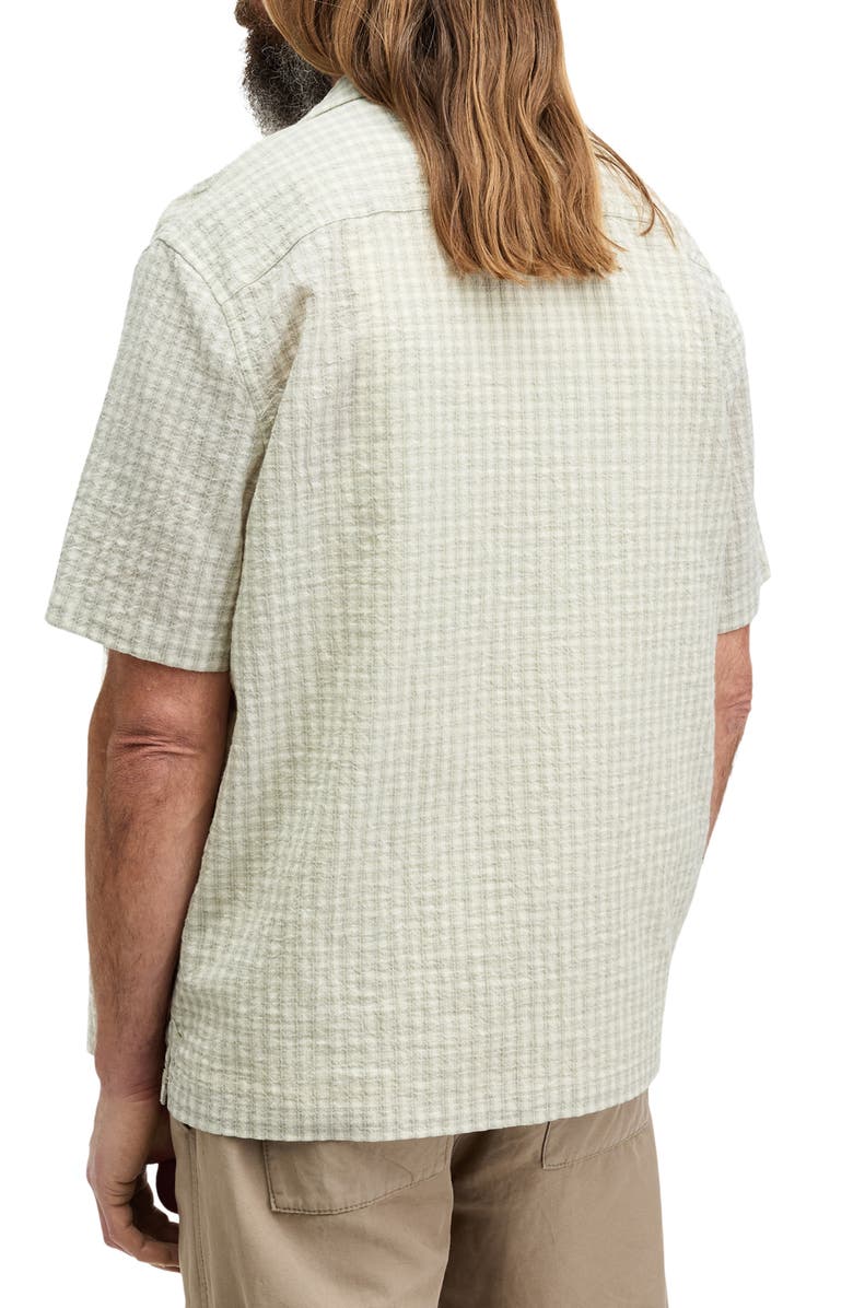 AllSaints Selenite Seersucker Camp Shirt, Alternate, color, Milky Grey