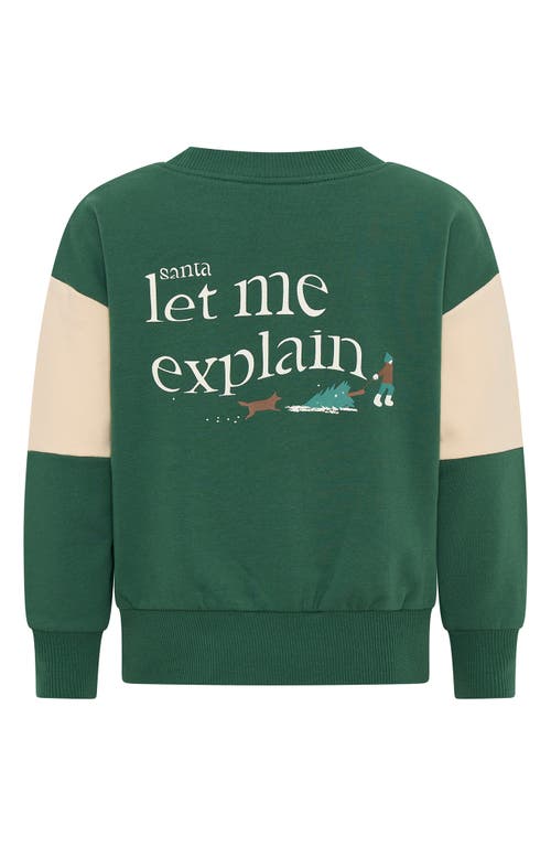 Tiny Tribe Kids' Santa Fleece Graphic Sweatshirt In Green