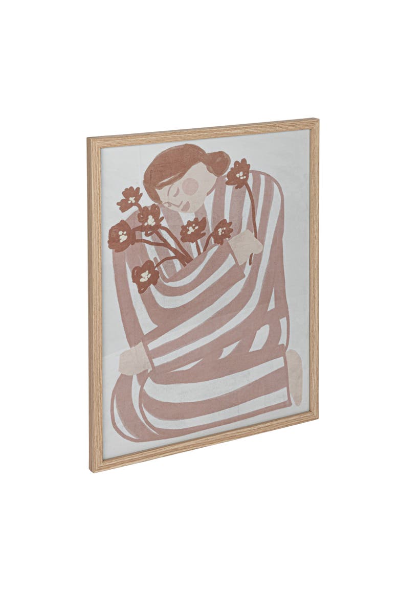 Reclaimed Wood and Glass Wall Art with Woman and Flowers, Multicolor, Main, color, Multicolor