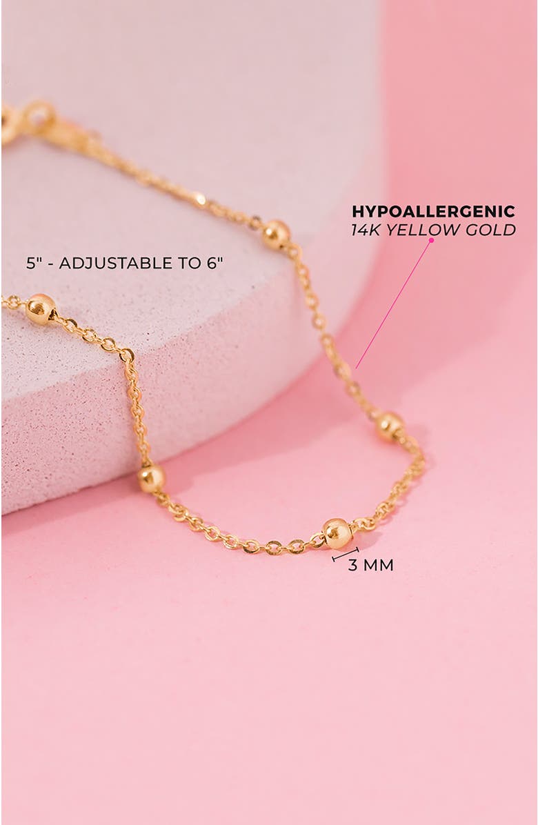 In Season Jewelry 14k Tiny Polished Satellite Bracelet, Alternate, color, Gold