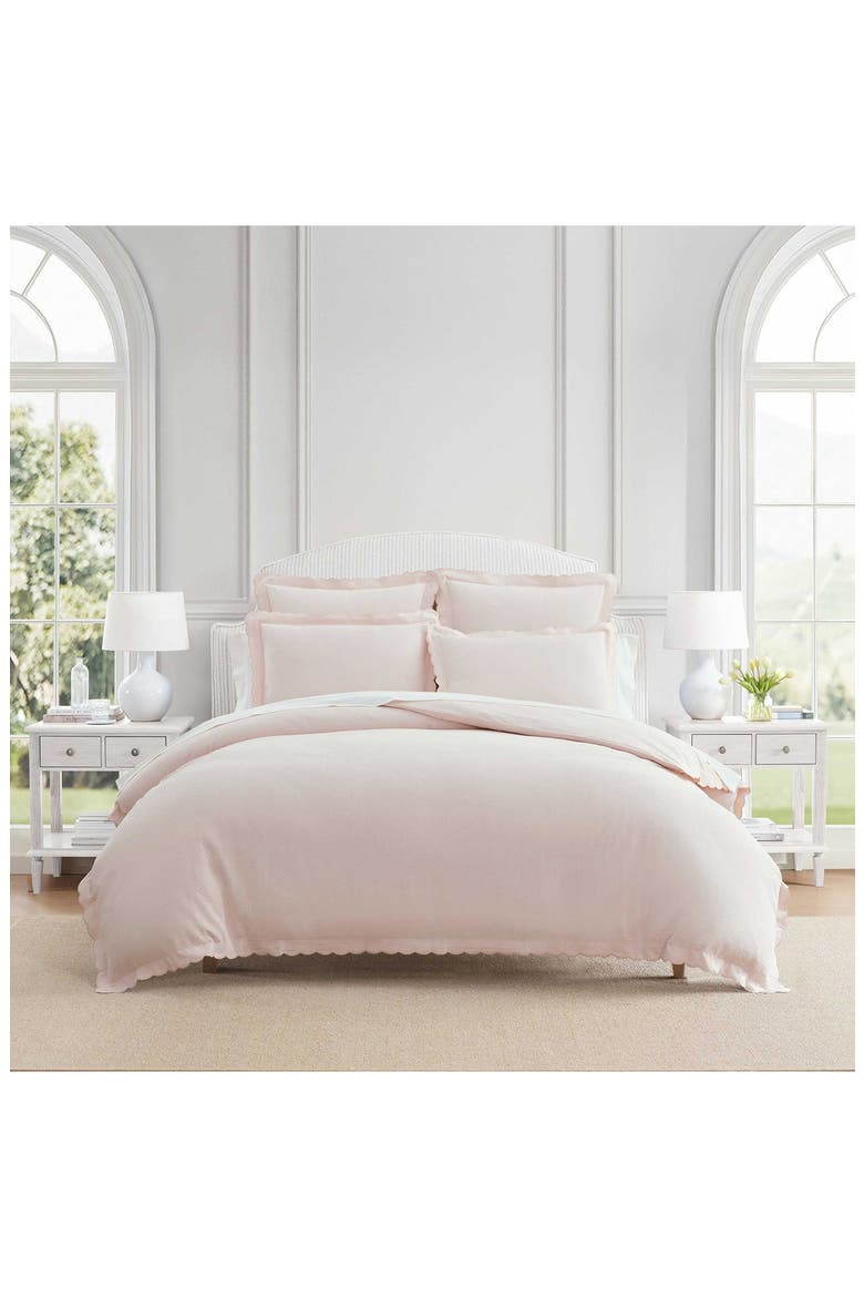 Signature Scallop Solid Pique Duvet Set, Alternate, color, PEARL PEACH