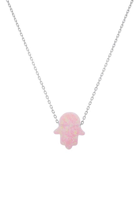 Opal Hamsa Pendant Necklace