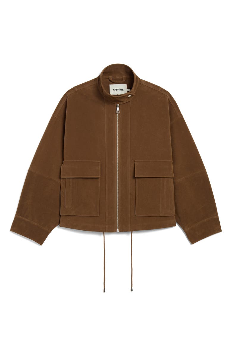 Apparis Kate Faux Suede Bomber Jacket, Alternate, color, Saddle Brown