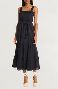 The Good Journey Tiered Tie Waist Midi Dress