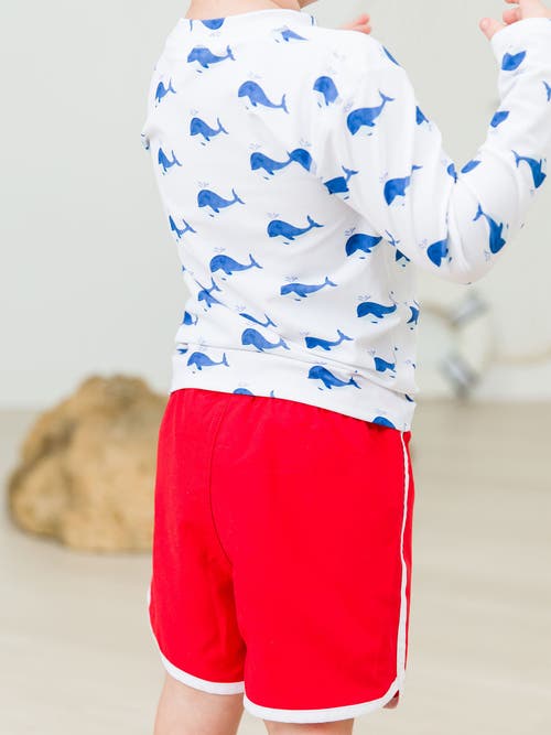 Ruggedbutts Boys Upf50+ Sun Protected Long Sleeve Rash Guard In Whale Friends
