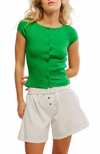 Free People Most Wanted Short Sleeve Cotton Blend Cardigan