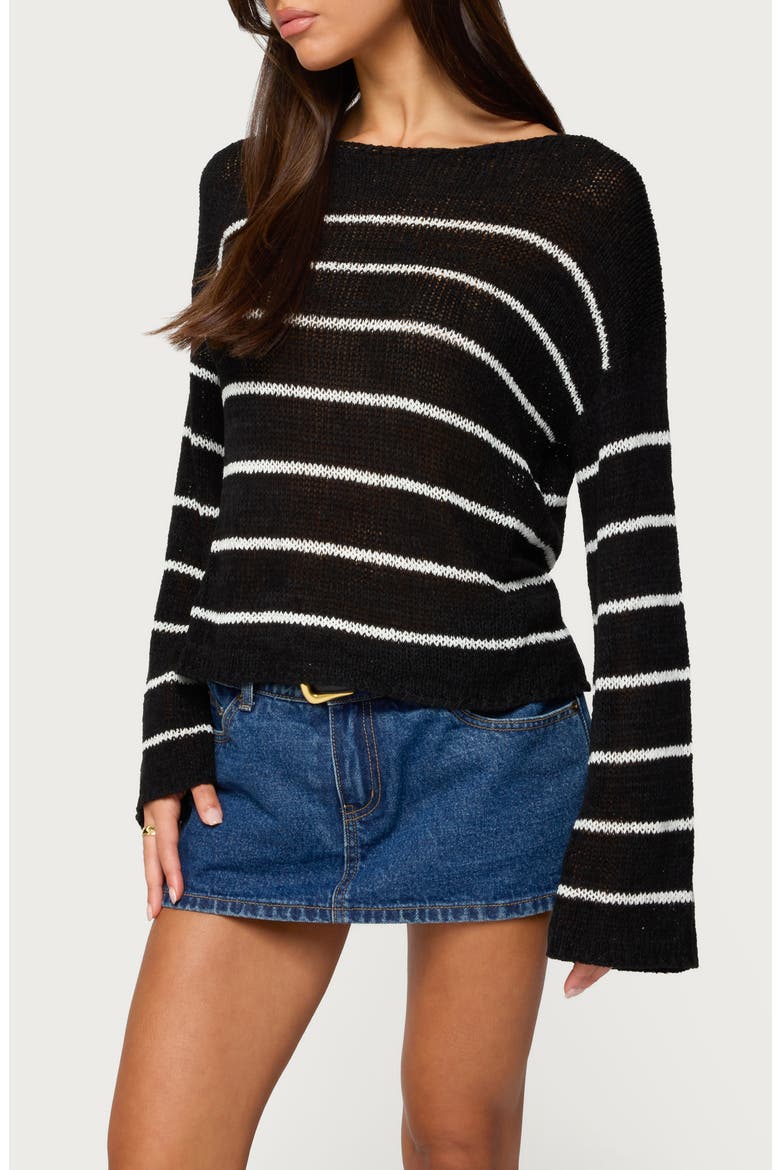 Stripe Drop Shoulder Sweater, Alternate, color, BLACK-AND-WHITE