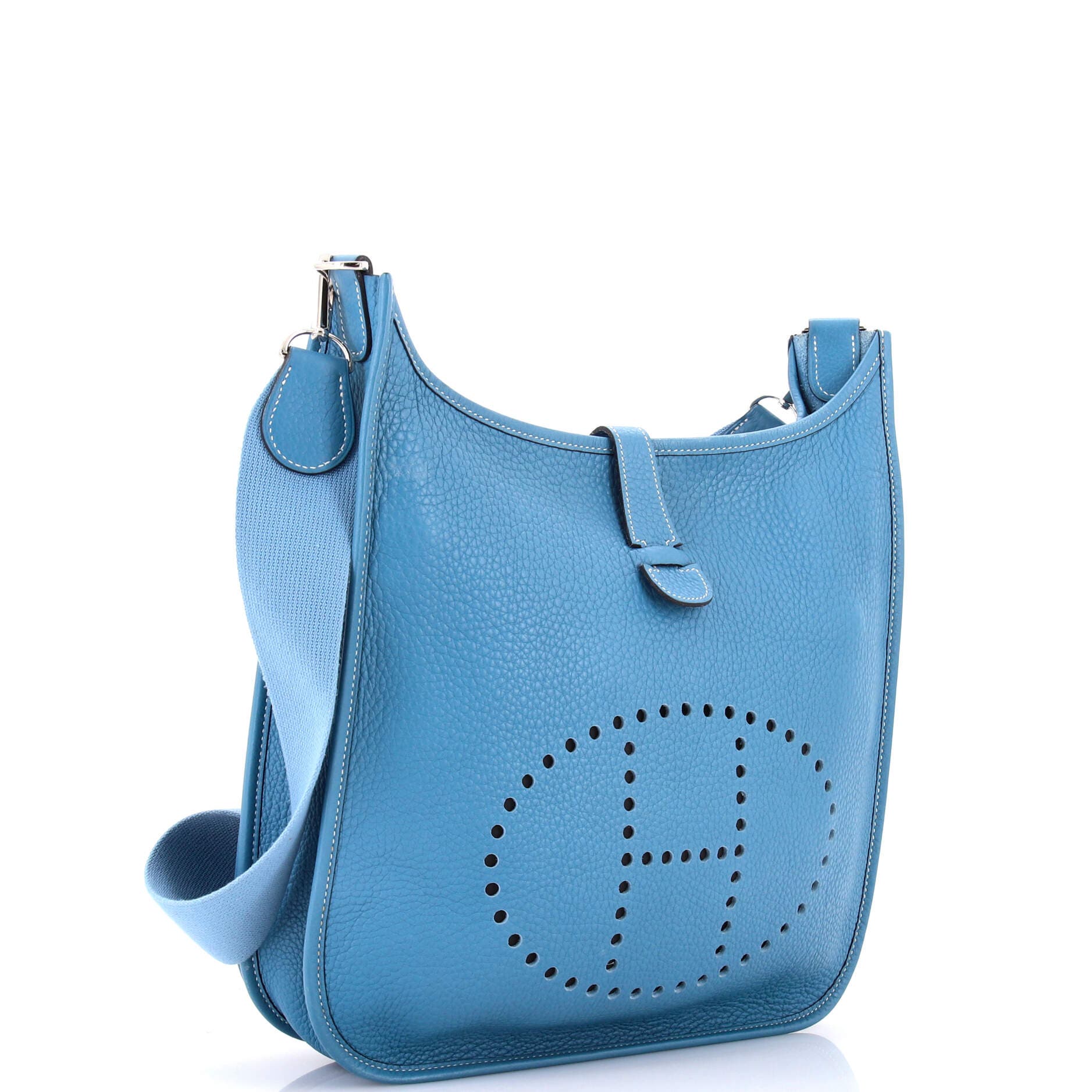 Pre-Owned Hermes Evelyne Bag Gen II Clemence GM, Alternate, color, Bleu Jean