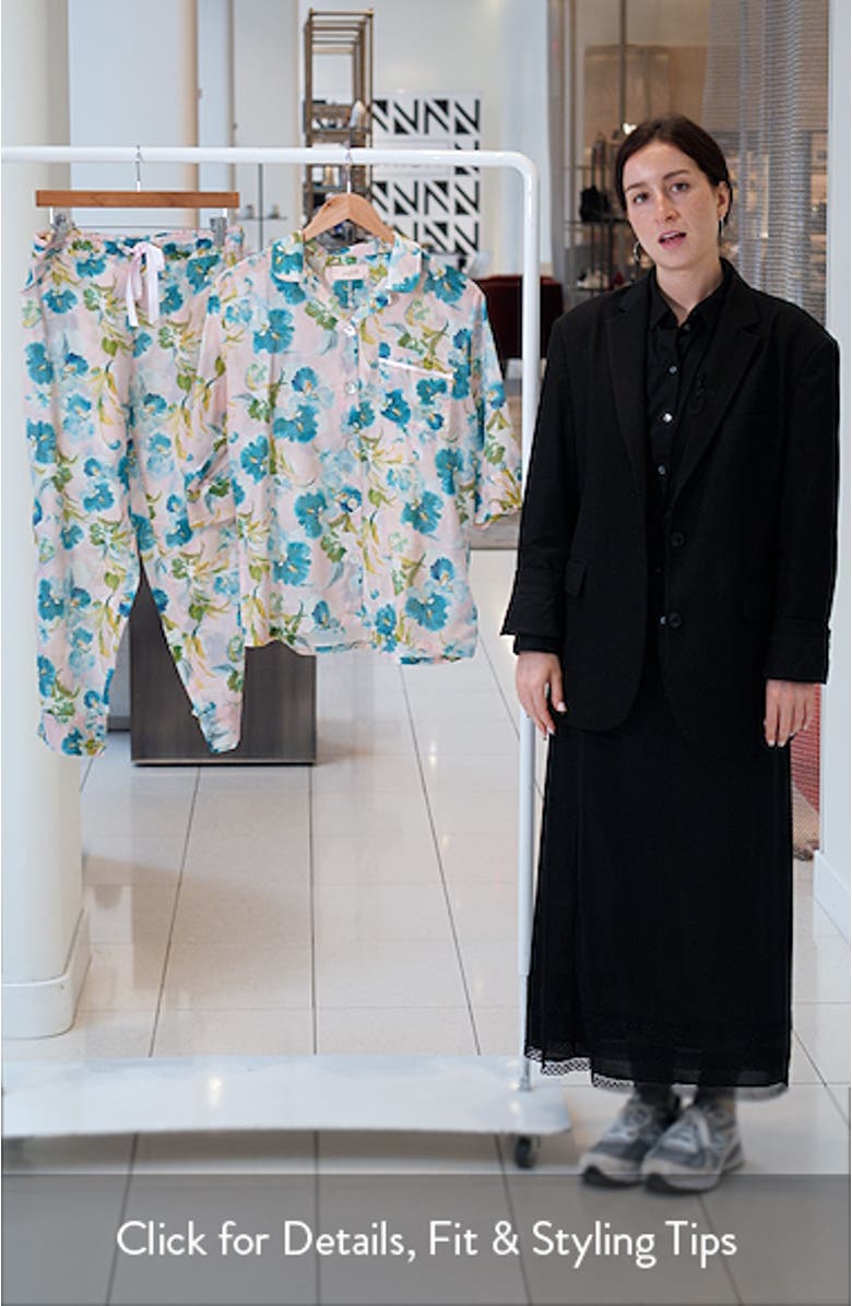 Audrey Floral Cotton & Silk Crop Pajamas, sales video thumbnail