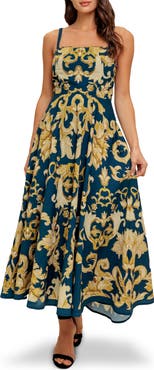 FLYING TOMATO Square Neck Midi Dress