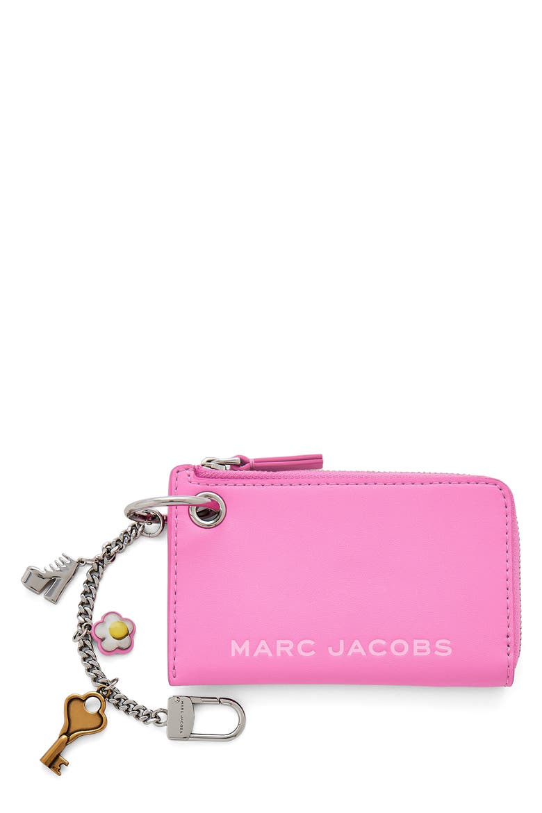The Charm Top Zip Wallet, Main, color, BOW PINK