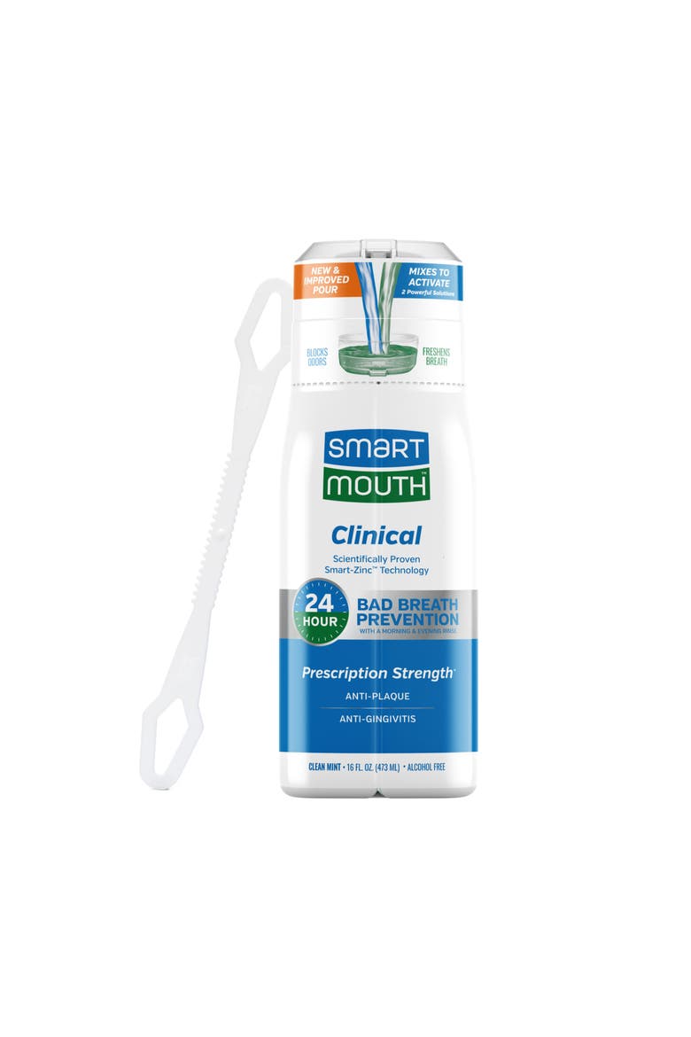 Clinical Zinc Activated Mouthwash with Tongue Cleaner Clean Mint 16 fl oz, Main, color, Clean Mint