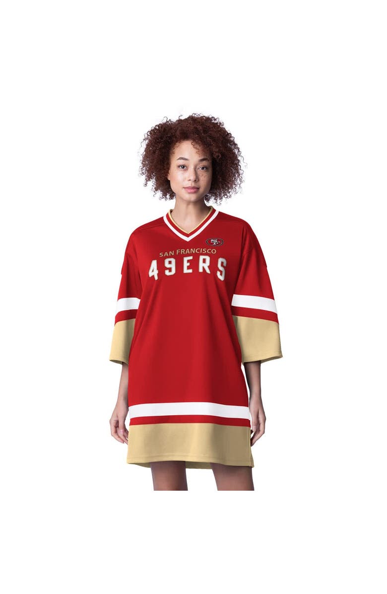 STARTER Women's Starter Scarlet San Francisco 49ers Slap Shot 3/4 Sleeve Sneaker Dress, Alternate, color, Scarlet