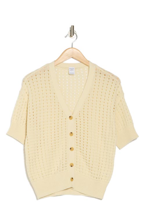 Melrose And Market Short Sleeve Open Stitch Cardigan In Neutral