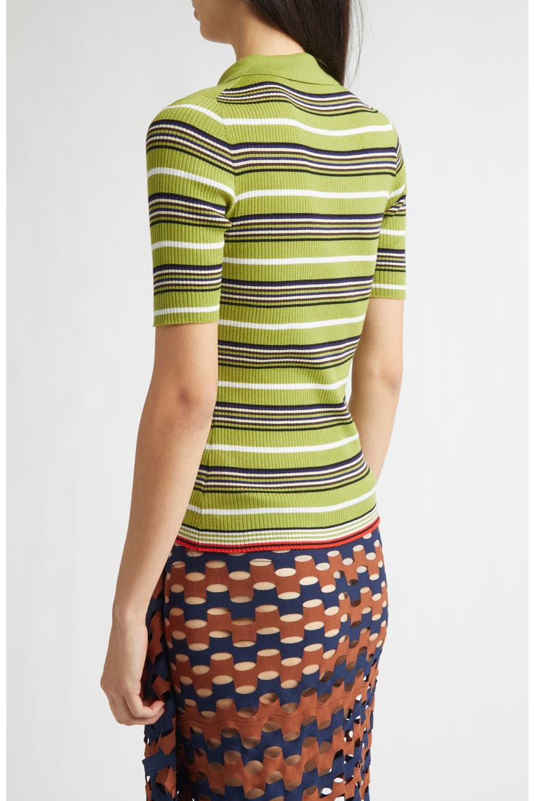 Janis Stripe Wool Rib Polo, Alternate, color, ALOE