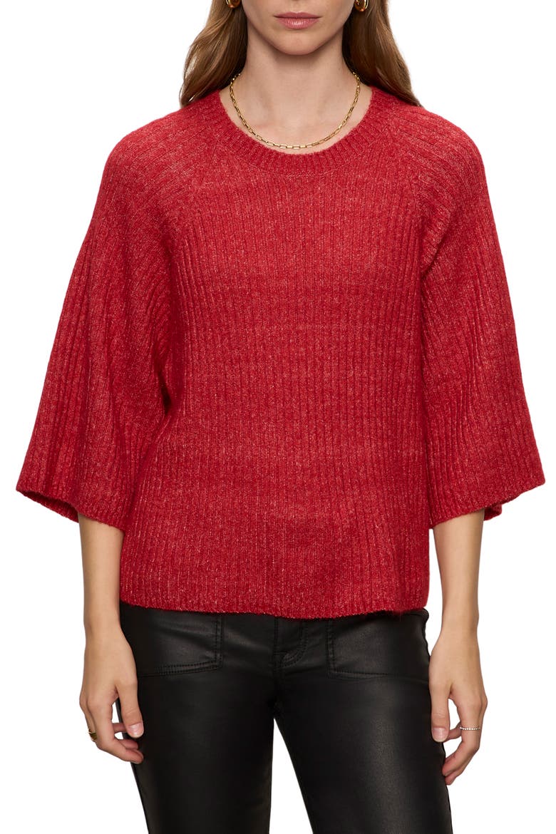 Ribbed Sweater Tee, Main, color, CHERRY LACQUER RED