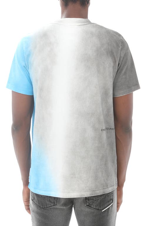 Hvman Ombré Stripe Cotton Logo Graphic Tee In Indigo Bunting Tye Dye