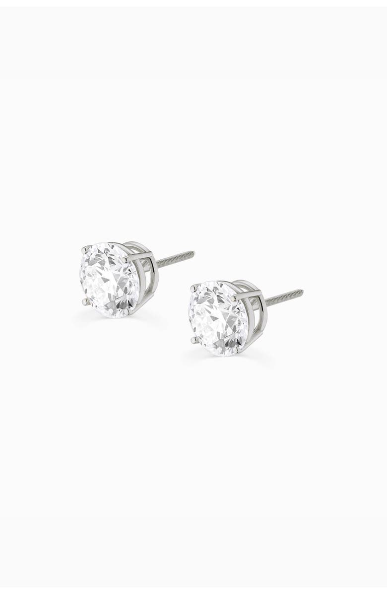 Oradina 14K Solid Gold Luminous 2 Carat Lab Diamond Classic Studs, Alternate, color, White Gold, Lab Diamonds