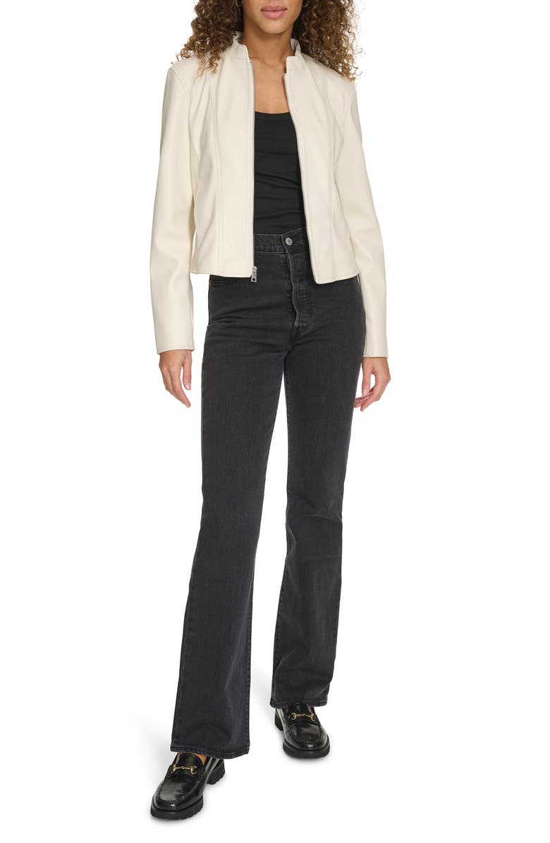 Levi's<sup>®</sup> Water Resistant Slim Fit Faux Leather Racer Jacket, Alternate, color, Oyster