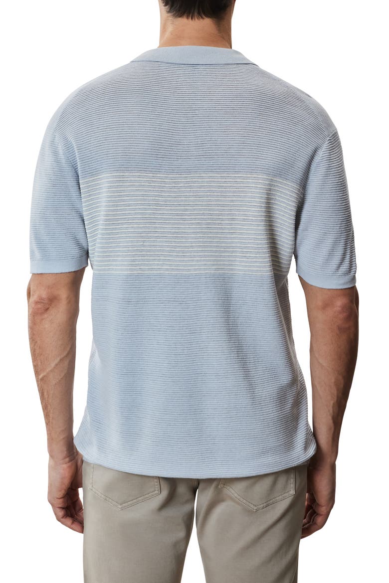Orion Stripe Silk & Linen Johnny Collar Polo, Alternate, color, LIGHT GREY