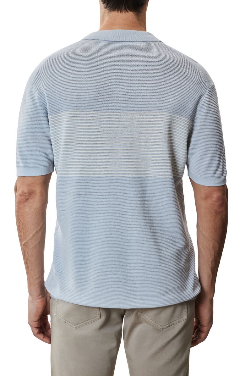 Robert Barakett Orion Stripe Silk & Linen Johnny Collar Polo, Alternate, color, Light Grey