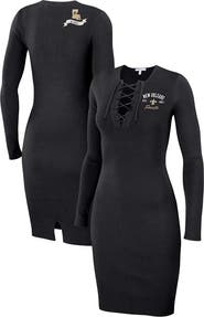 WEAR by Erin Andrews Women's WEAR by Erin Andrews Black New Orleans Saints Lace Up Long Sleeve Dress