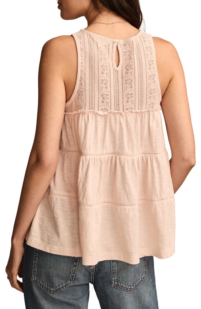 Lucky Brand Ladder Stitch Tiered Sleeveless Top, Alternate, color, 