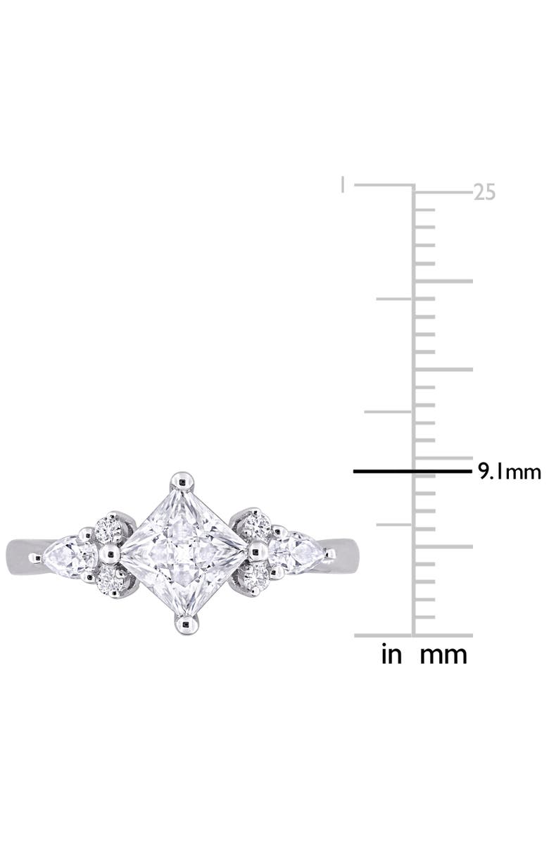 Julianna B. Moissanite Princess-Cut Cluster Engagement Ring, Alternate, color, Sterling Silver