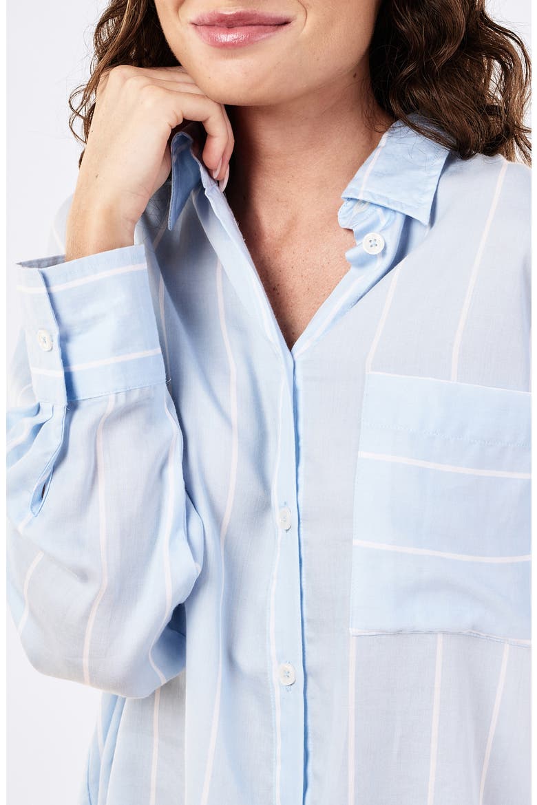 Stripe Cotton Pajamas, Alternate, color, CLEAR SKY WHITE STRIPE